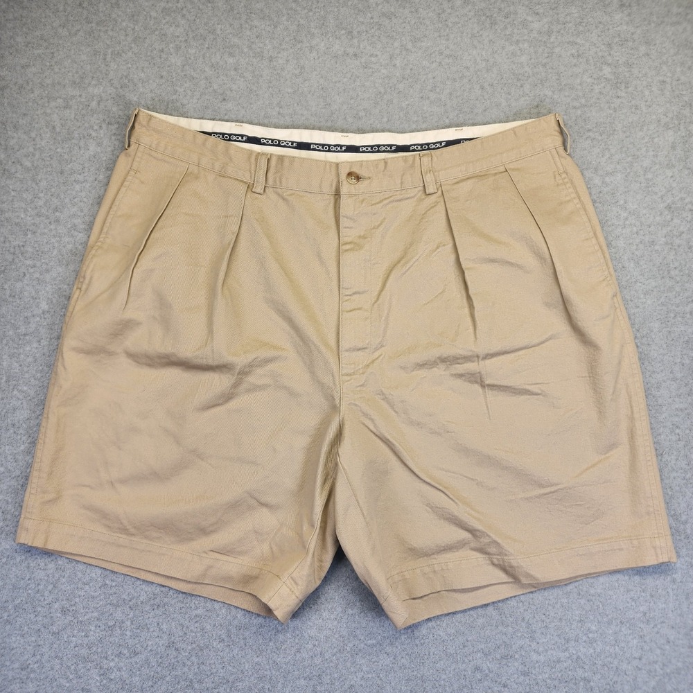 Vintage Polo Golf Ralph‎ Lauren Men's 42 Chino Shorts Beige Pleated Classic Golf